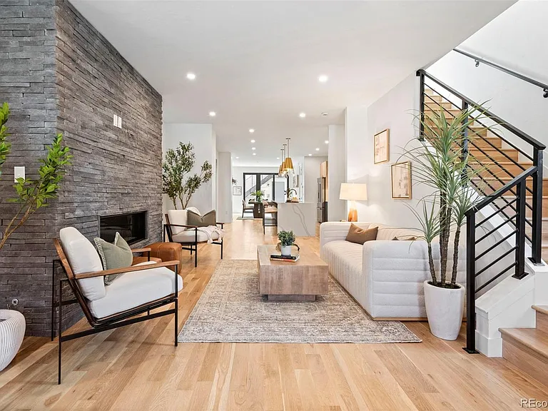 Modern living room staging in Boulder Colorado by STS Home Staging"