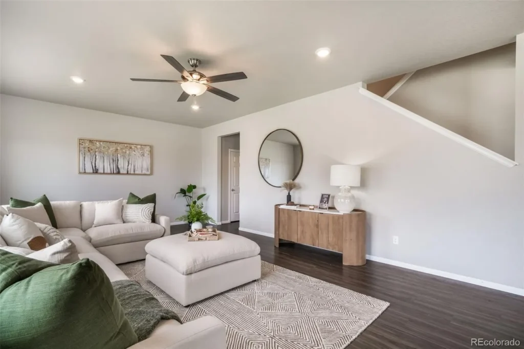 Family room professional home staging by sts boulder foothills